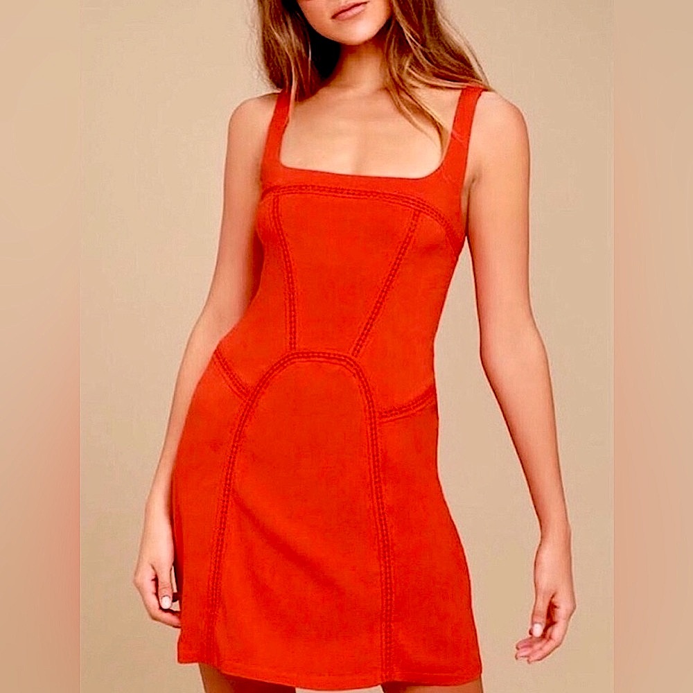 Free People Fit & Flare Red Mini Dress, NEW